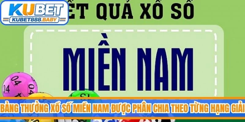 Bảng thưởng xổ số miền Nam được phân chia theo từng hạng giải